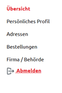 Übersicht Kunden-Account